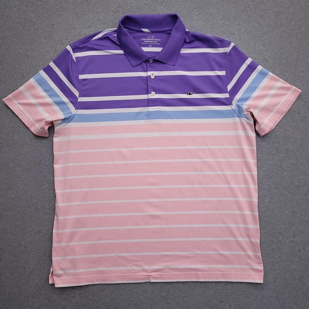Vineyard Vines Performance Polo Shirt Mens XL Golf Tennis Colorblock Striped